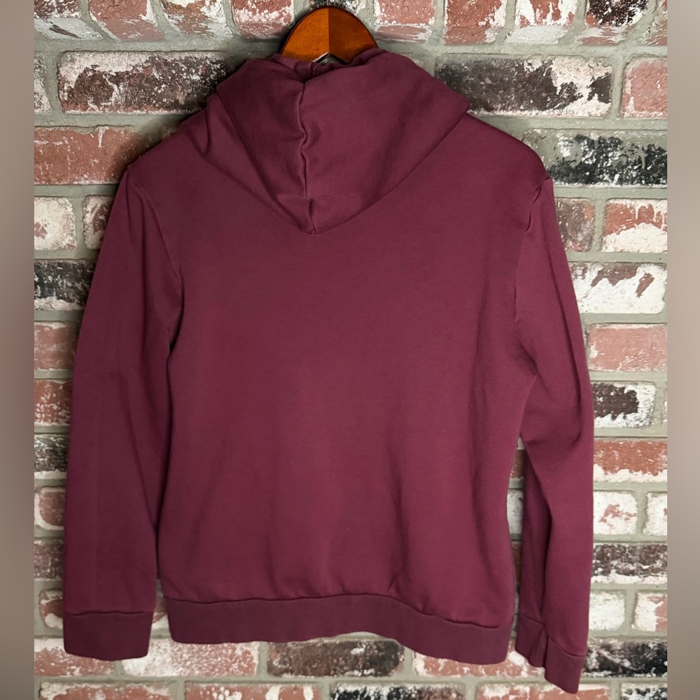 Adidas Women's Maroon Hoodie with Gold Logo - Picture 3 of 5